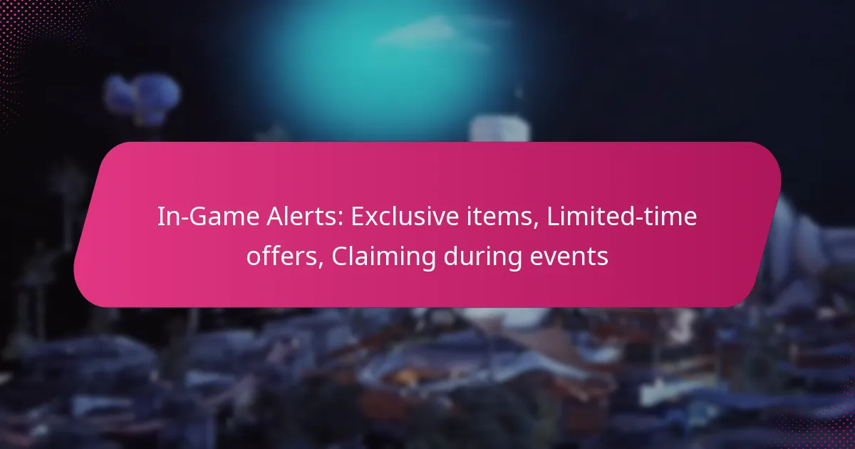 In-Game Alerts: Exclusive items, Limited-time offers, Claiming during events