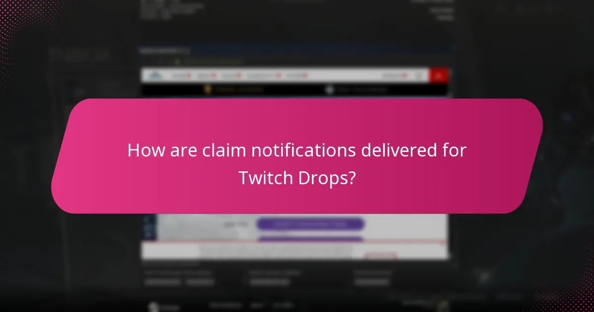 How are claim notifications delivered for Twitch Drops?